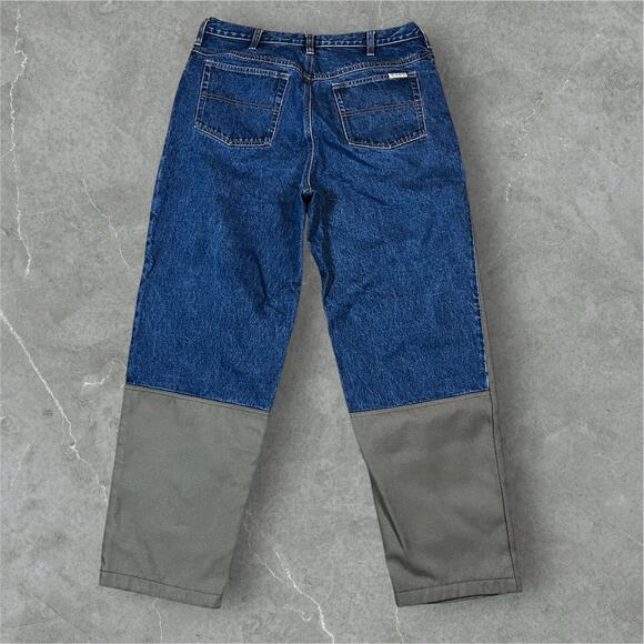 Mens Columbia Blue Jeans Canvas Double Knee 36 Tag 34/35x30 Measurement Workwear - Picture 2 of 8
